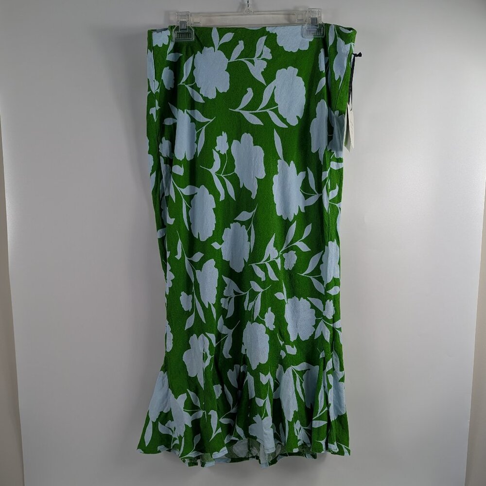 Kate Spade x Target Green/Blue Floral Midi Skirt Size XL